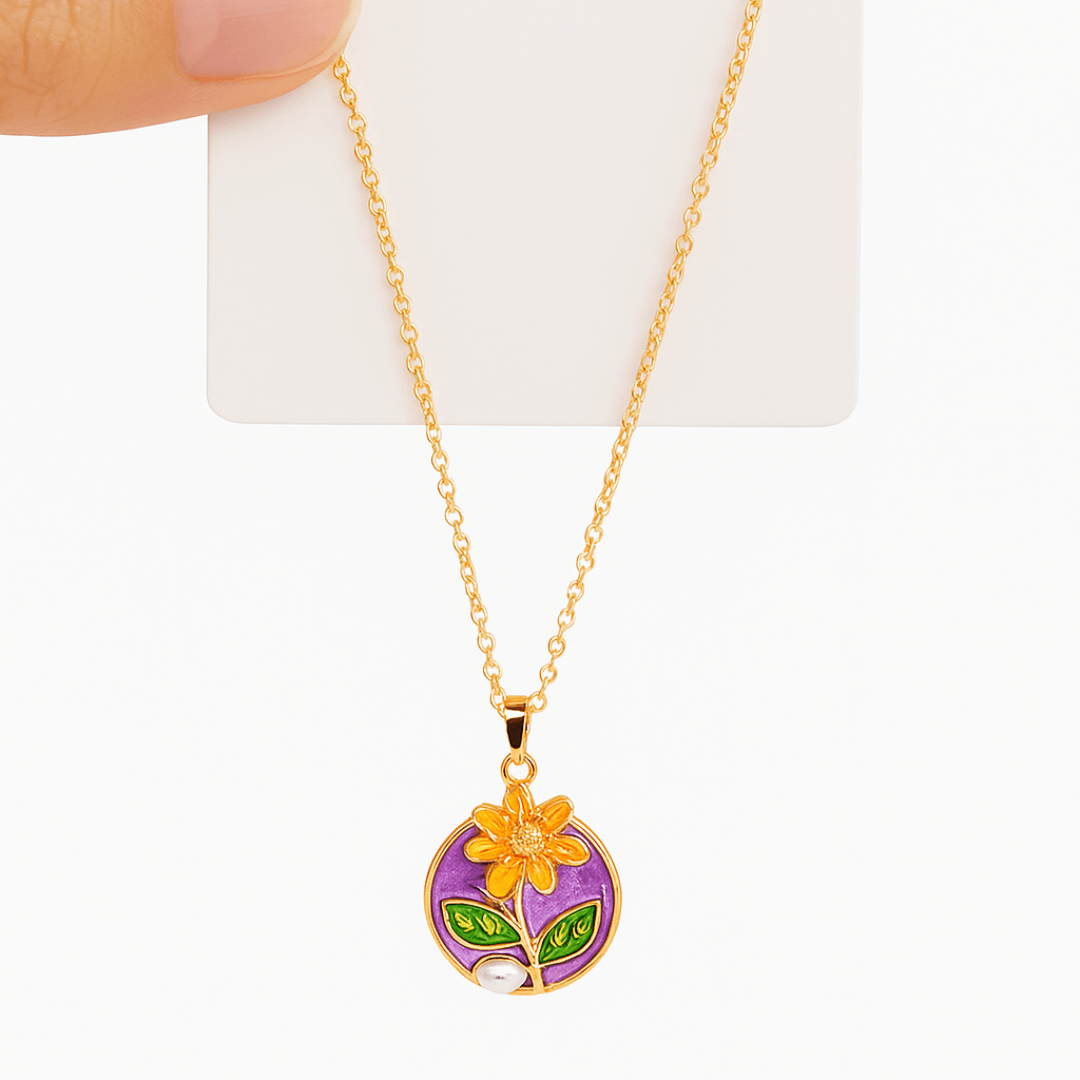 Flora Lilac Necklace (Hand Painted)