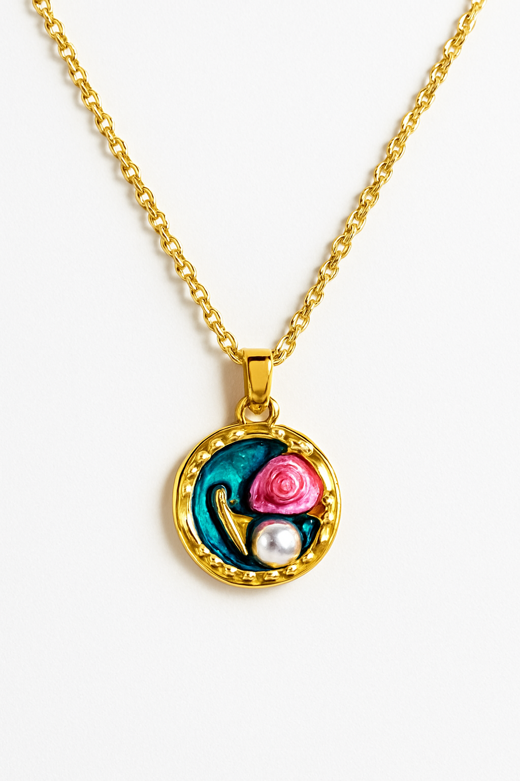 Azure Rose Pendant (Hand Painted)