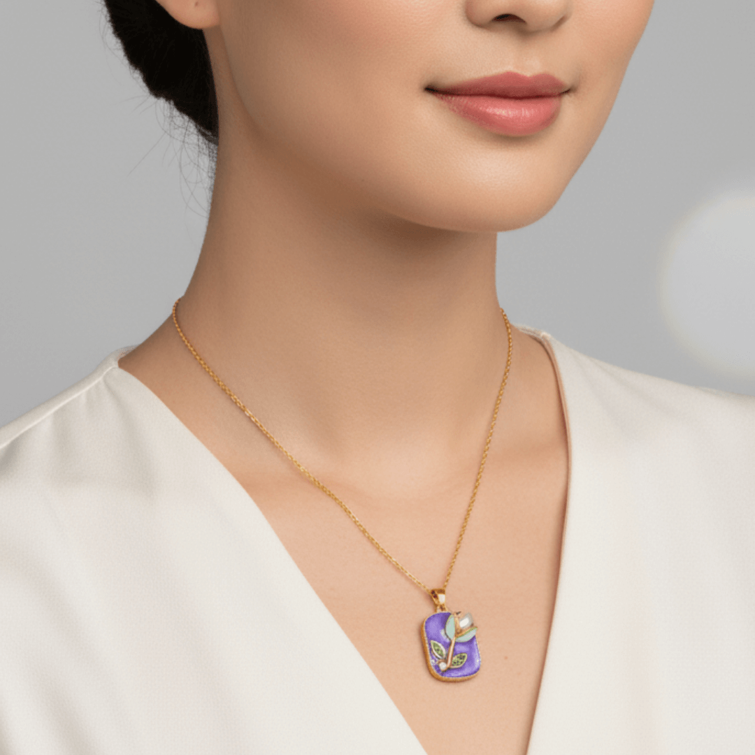 Flora Pearl Pendant (Hand Painted)