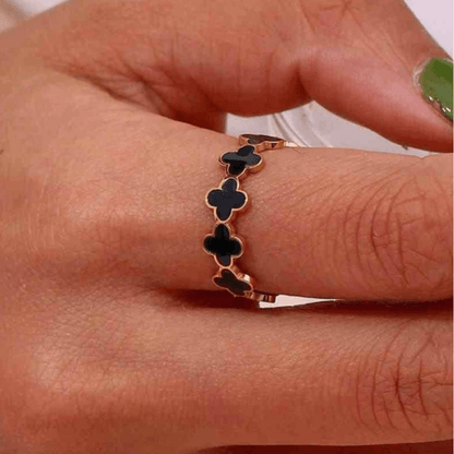 Mini Black Clover Ring ( Adjustable)