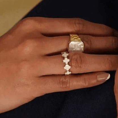 Mini White Clover Ring (Adjustable)